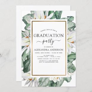 2022 Tropical Graduation Magnolia Greenery Invitation