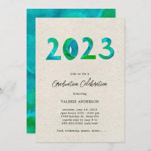 2023 blue green graduation celebration invitation