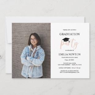 2023 Blush White Photo Graduation Party   Invitation