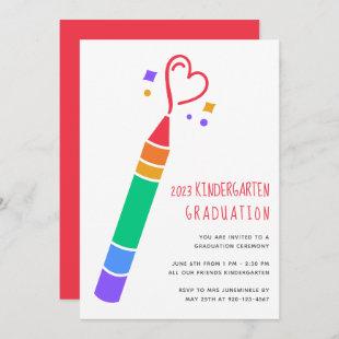 2023 Crayon Kindergarten Graduation Invitation
