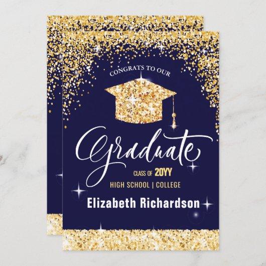 2023 Elegant Calligraphy Gold Glitter Graduation Announcement