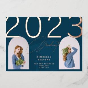 2023 graduate elegant minimalist custom 2 photos foil invitation