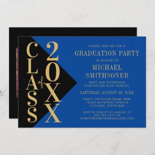 2023 Graduation Black Blue Modern Editable Color Invitation