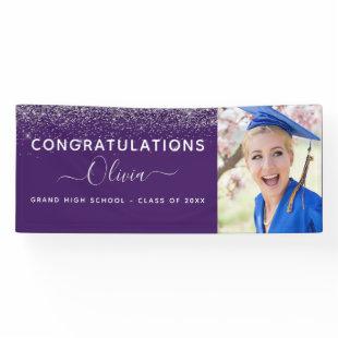 2023 Graduation Glitter Purple Silver  Banner