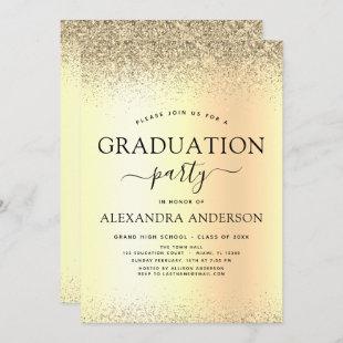 2023 Graduation Party Glitter Gold Black Invitation