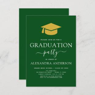 2023 Graduation Party Green Gold Modern Elegant Invitation