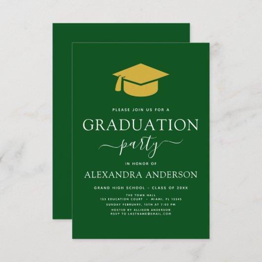 2023 Graduation Party Green Gold Modern Elegant Invitation
