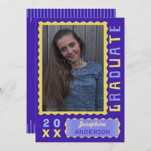 2023 Graduation Party Photo Cute Purple Yellow Mod Invitation