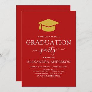 2023 Graduation Party Red Gold Color Option Invitation