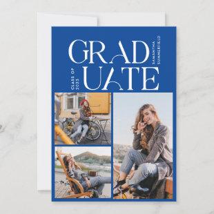 2023 Graduation Photo Collage Blue Graduate Party Invitation