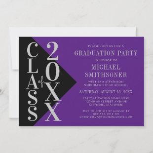 2023 Graduation Silver Purple Custom School Color Invitation