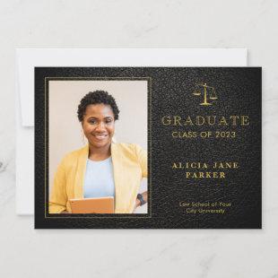 2023 Law school graduation black gold photo Announcement