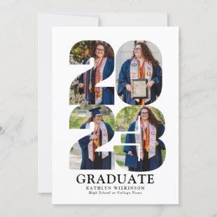 2023 Modern Bold Script Trendy 5 Photo Graduation  Invitation