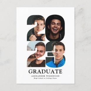 2023 Modern Trendy 4 Photo Collage Graduation Announcement Postcard