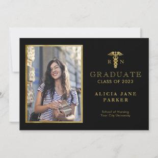 2023 Nursing school graduation gold elegant photo Announcement
