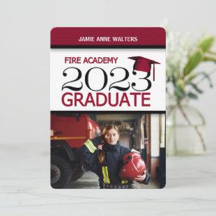 2023 Red and White Photo Fire Academy Graduation Invitation
