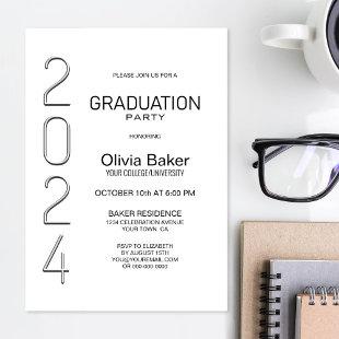 2024 Black White Graduation Party Invitation