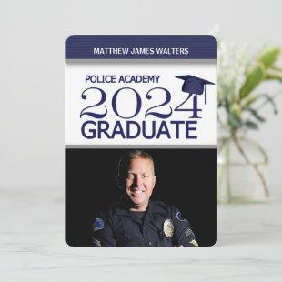 2024 Blue Photo Police Academy Graduation Invitation