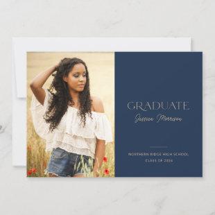 2024 Graduate Blue Gold Photo Graduation Party Invitation