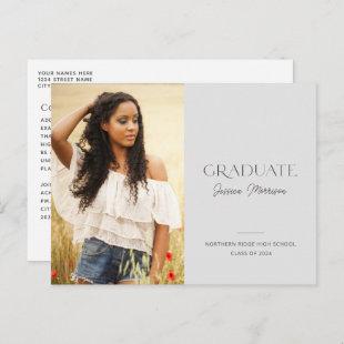 2024 Graduate Elegant Gray Photo Graduation Postcard