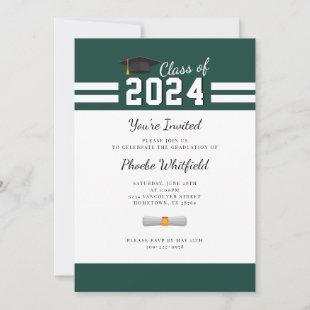 2024 Graduate Green Graduation Party Invitation