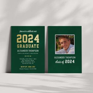 2024 Graduate Modern Green Gold Graduation Party Foil Invitation