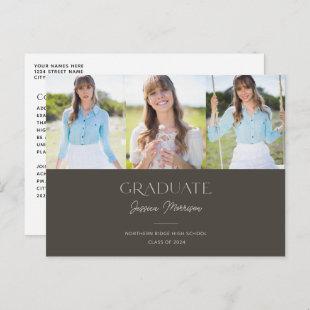 2024 Graduate Signature Name 3-Photo Graduation Postcard