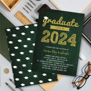 2024 Graduate Sketch Retro Chalkboard Grad Party Invitation