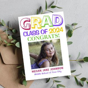 2024 graduation middle school colorful photo announcement