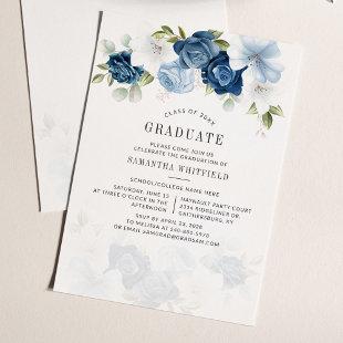 2024 Graduation Party Dusty Blue Floral Invitation