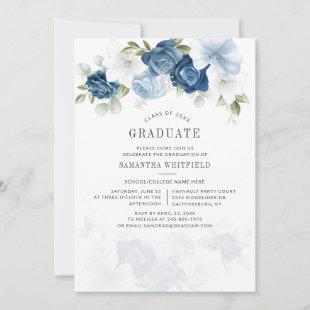 2024 Graduation Party Dusty Blue Floral Invitation