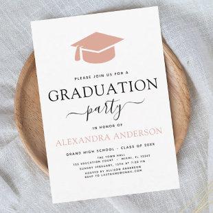 2024 Graduation Party Pink Elegant Black White Invitation