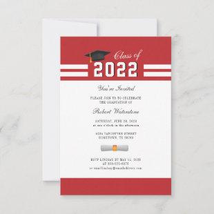 2024 Graduation Red White Grad Party Invitation