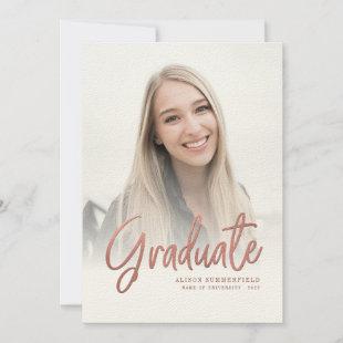 2024 Graduation Rose Gold Script 2 Photos Grad Invitation