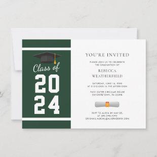 2024 Green White Photo Graduation Party Invitation