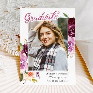 2024 Modern Graduate Purple Floral Girl Graduation Announcement
