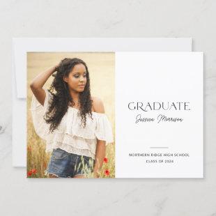 2024 Modern Script Simple 1-Photo Graduation Party Invitation