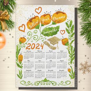 2024 Motivational Calendar Magnet Graduate Orange