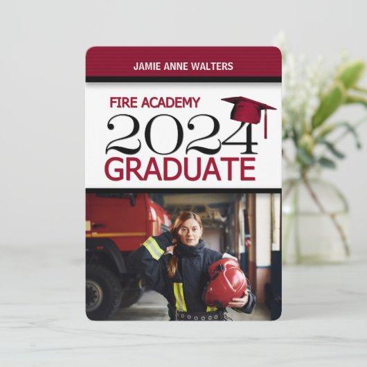 2024 Red and White Photo Fire Academy Graduation Invitation