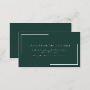 2024 Simple Geometric Graduation Party Green Enclosure Card