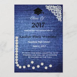 20XX Denim, Lace & Pearls Graduation Announcement