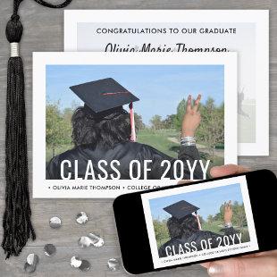 2 Photo Class Year Modern Minimalist Graduation Invitation