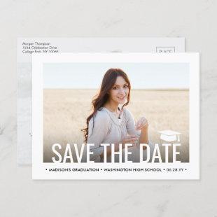 2 Photo Graduation Modern Minimalist Save the Date Announcement Postcard