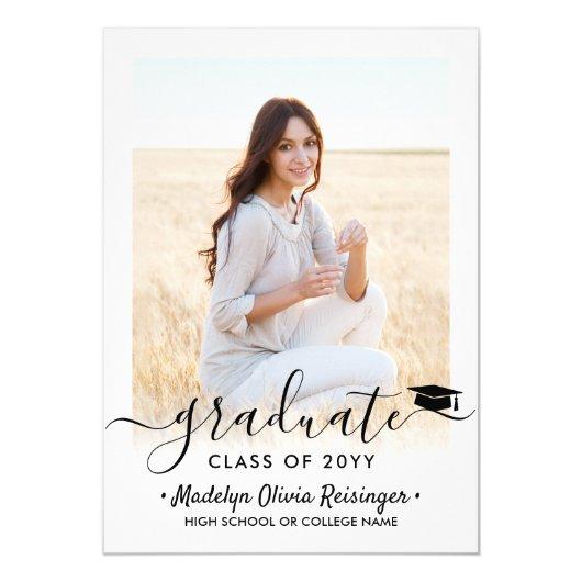 2 Photo Graduation Modern Script Class of 2020 Invitation