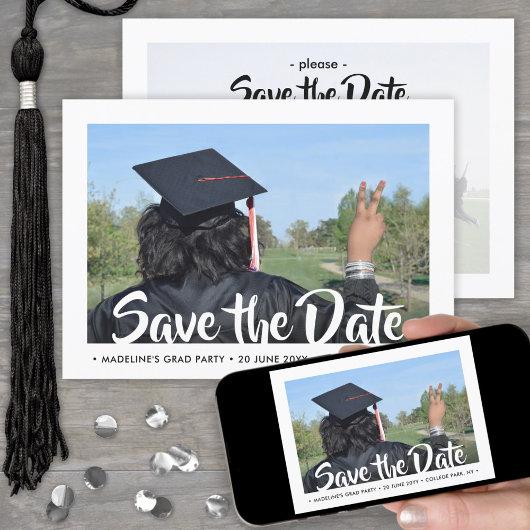2 Photo Modern Script Graduation Save the Date Invitation
