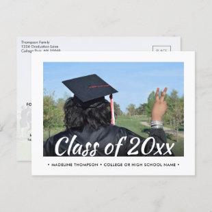 2 Photo Script Class Year Modern Simple Graduation Invitation Postcard