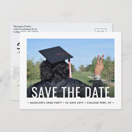 2 Photo Simple Modern Graduation Save the Date Postcard