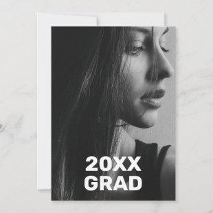 2 Photo Trendy Modern Bold White Text Graduation Invitation