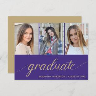 3 Photo Collage Add Your Name & Year Graduation  Announcement