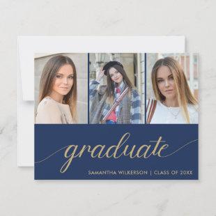 3 Photo Collage Add Your Name & Year Graduation Announcement